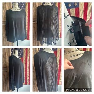 EUC unique VS black sweater with sheer pleats